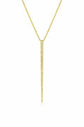 18K Yellow Gold Elongated Tapered Diamond Drop Necklace
