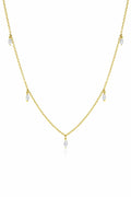 18K Yellow Gold Diamond Station Dangle Necklace