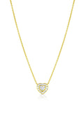 18K Yellow Gold Heart Diamond Pendant Necklace