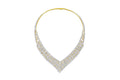 18K Yellow & White Gold Diamond V-Collar Necklace