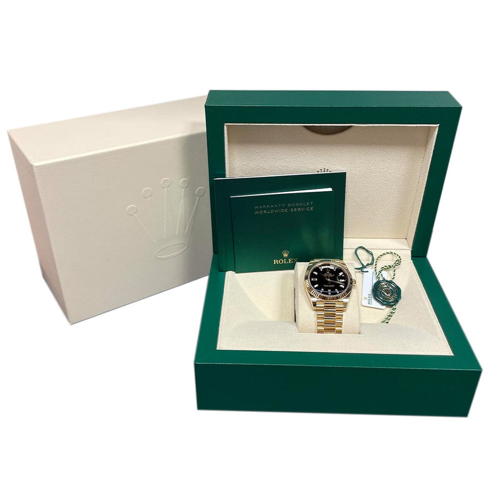 Rolex Day-Date 40 228238 Black Onyx Dial Diamond Baguette - Pre