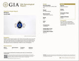 Platinum Three-Stone Pear-Shaped Blue Sapphire and Diamond Halo Engagement Ring