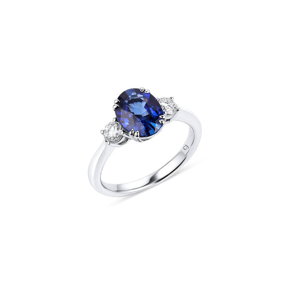 18kt White Gold 2.09ct Oval Blue Sapphire and Diamond Ring