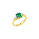 18kt Yellow Gold 1.27ct Brazil Emerald and Diamond Ring, GIA Certified
