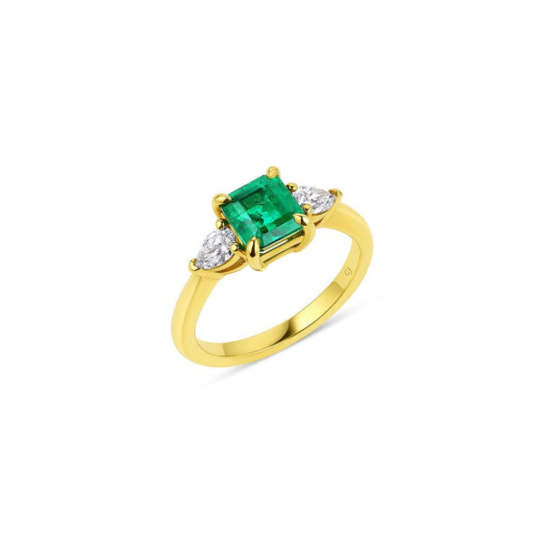 18kt Yellow Gold 1.27ct Brazil Emerald and Diamond Ring, GIA Certified
