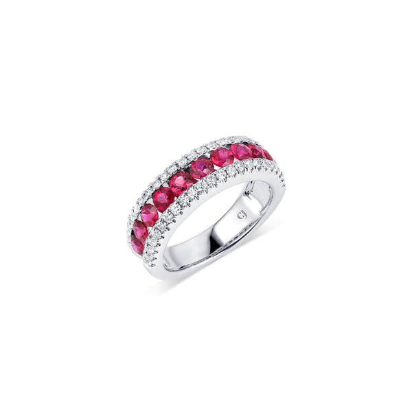 18kt White Gold 1.50ctw Ruby and Diamond Halfway Band