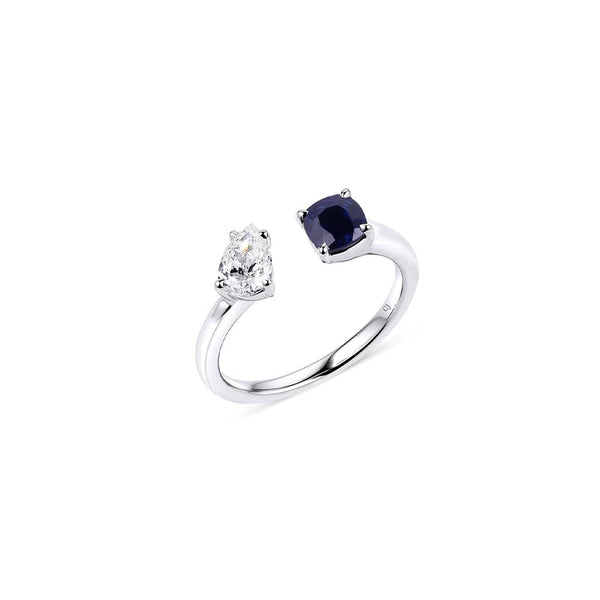 18kt White Gold 0.70ct Blue Sapphire and 0.50ct Diamond ring