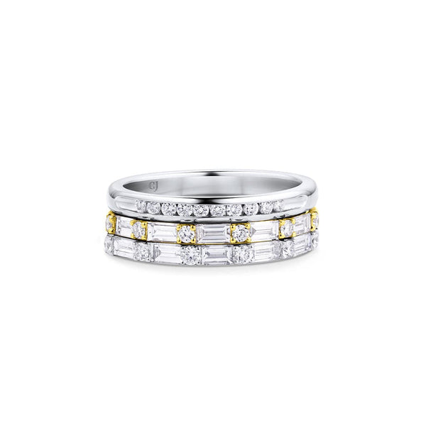 18kt Yellow Gold Baguette and Round Diamond Band