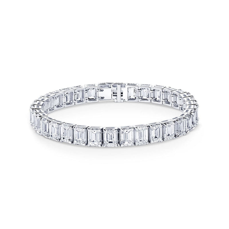 Platinum 34.45ctw Emerald Cut Diamond Tennis Bracelet
