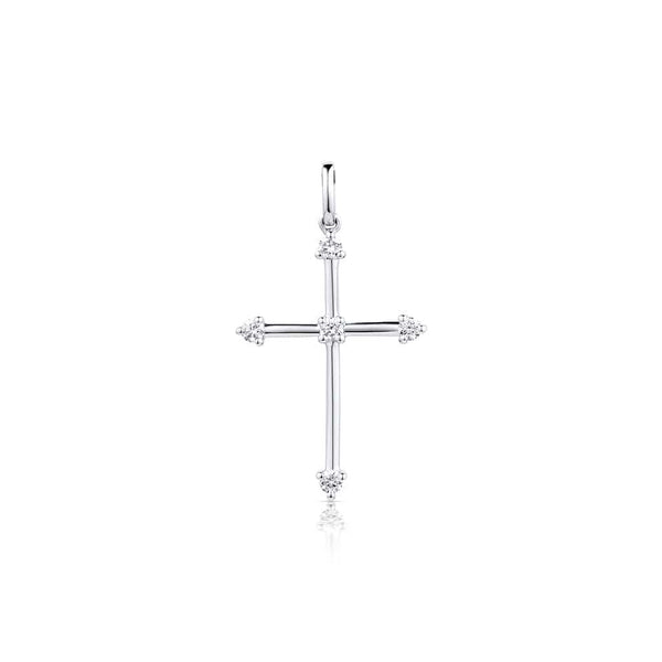 18kt White Gold 5 Diamond Cross Pendant