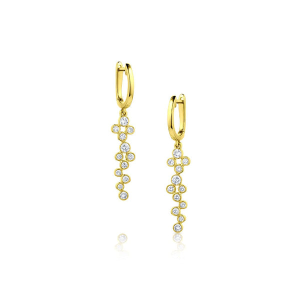 18kty Yellow Gold 24 Bezel Set Diamond Drop Earrings
