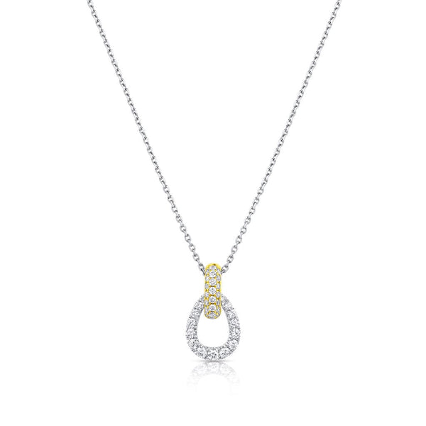 18kt White and Yellow Gold 0.47ctw Diamond Pear-Shaped Pendant Necklace
