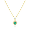 18kt Yellow Gold 1.03ct Pear-Shaped Emerald and Diamond Necklace