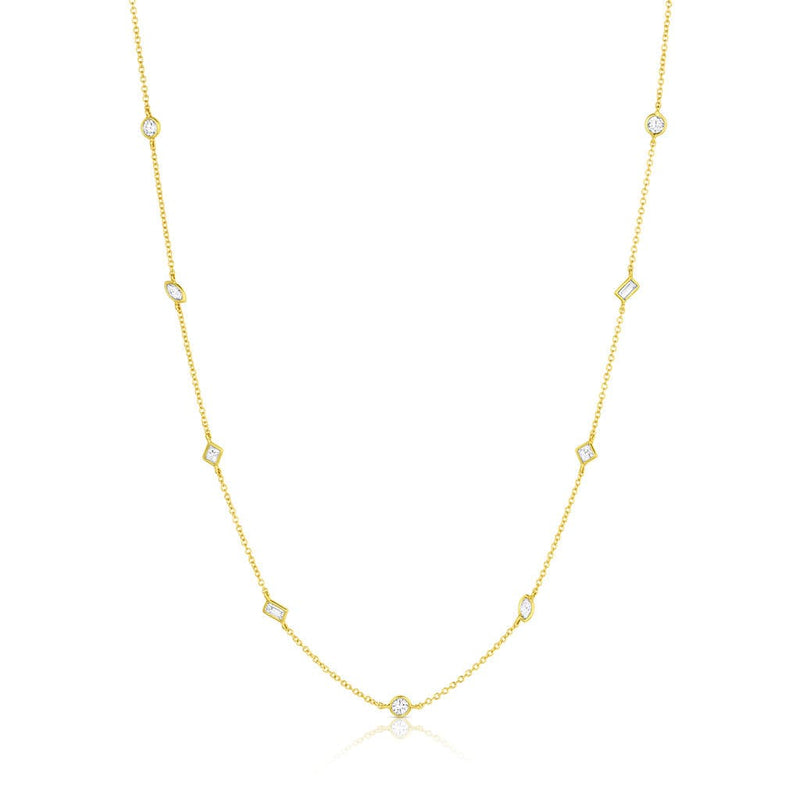 Rivière  18kt Yellow Gold 1.45ctw Multi-Shaped Diamonds by the Yard 16" Necklace