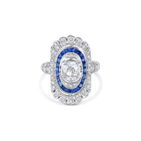 Estate Platinum Diamond Sapphire Circa 1940's Ring