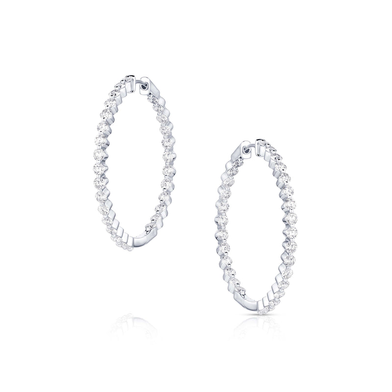 18kt White Gold 4.26ctw Diamond 1.5" Hoop Earrings
