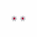 Rivière Platinum 0.54ctw Ruby and Diamond Flower Earrings