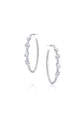 18KT White Gold Mixed Fancy Shape Diamond Hoop Earrings