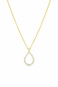 18K Yellow Gold Pear Shape Pavé Diamond Pendant Necklace