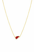 Rivière 18K Yellow Gold Pear Shape Ruby Solitaire Pendant