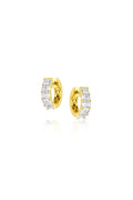 18K Yellow Gold Radiant Cut Diamond Huggie Hoop Earrings