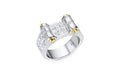 Estate Platinum & 18K Yellow Gold Invisible-Set Diamond Ring