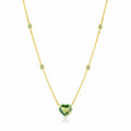 18kt Yellow Gold 3.02ct Green Sapphire Heart Shaped Necklace