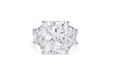 Platinum Three-Stone Radiant and Trapezoid Diamond Ring