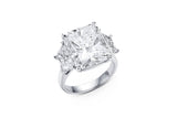 Platinum Three-Stone Radiant and Trapezoid Diamond Ring