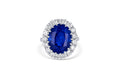 Platinum Oval Blue Sapphire and Diamond Ring