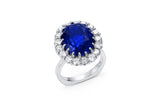 Platinum Oval Blue Sapphire and Diamond Ring