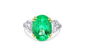 Platinum and 18K Yellow Gold Colombian Emerald and Diamond Ring