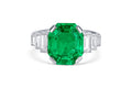 Platinum Colombian Emerald and Baguette-Cut Diamond Ring