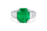 Platinum Colombian Emerald and Baguette-Cut Diamond Ring