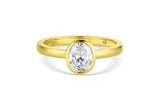 18K Yellow Gold Bezel-Set Oval Diamond Ring
