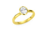18K Yellow Gold Bezel-Set Oval Diamond Ring