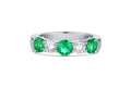 18K White Gold Five-Stone Emerald and Diamond Ring