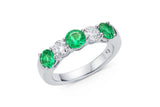 18K White Gold Five-Stone Emerald and Diamond Ring