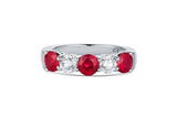 18K White Gold Five-Stone Ruby and Diamond Ring