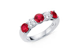 18K White Gold Five-Stone Ruby and Diamond Ring