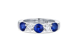 Platinum Five-Stone Blue Sapphire and Diamond Ring