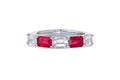 18K White Gold Emerald-Cut Ruby & Diamond Five-Stone Ring