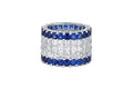 18K White Gold Asscher-Cut Diamond & Ceylon Blue Sapphire Wide Eternity Band – 11.77 Carats