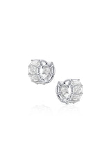18K White Gold 8.60-Carat Emerald-Cut Diamond Huggie Hoop Earrings