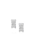 18K White Gold 8.60-Carat Emerald-Cut Diamond Huggie Hoop Earrings