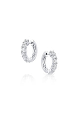 18K White Gold Square Emerald-Cut Diamond Huggie Hoop Earrings – 2.90 Carats