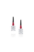 Lugano 18K White Gold Cushion-Cut Diamond & Ruby Dangle Earrings