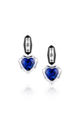 Lugano 18K White Gold Blue Sapphire Heart & Diamond Dangle Earrings