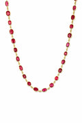 18K Yellow Gold Ruby Rivière Choker Necklace with Pavé Diamond Clasp