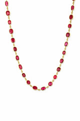 18K Yellow Gold Ruby Rivière Choker Necklace with Pavé Diamond Clasp